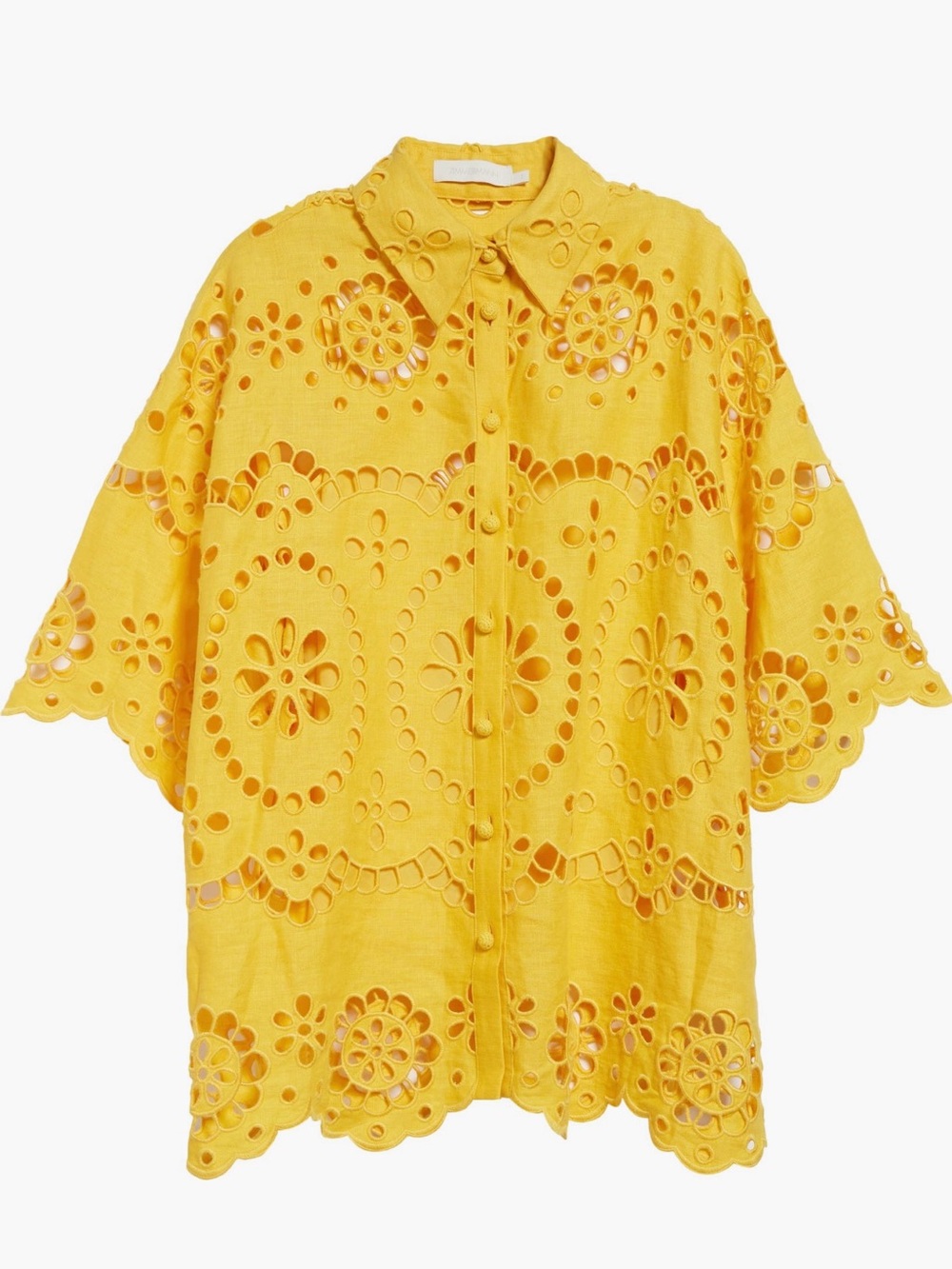 Zimmermann Yellow Eyelet Button-Down Shirt Size 1